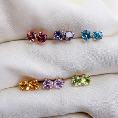 4mm Gemstone Stud Earrings 14K Gold Filled
