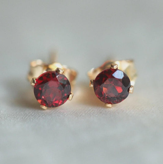 14K gold filled gemstone stud earrings featuring 4mm colorful gemstones, crafted by Earthly Abundance.