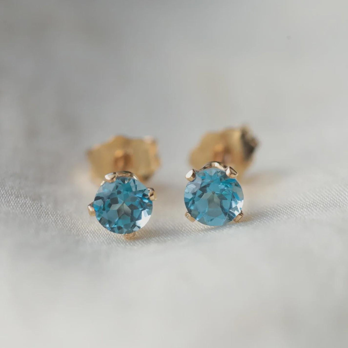 4mm Gemstone Stud Earrings 14K Gold Filled