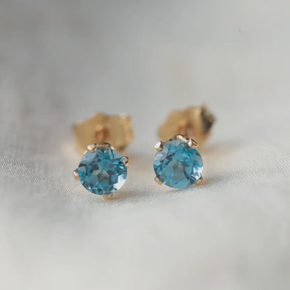 4mm Gemstone Stud Earrings 14K Gold Filled