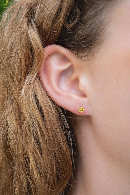 4mm Gemstone Stud Earrings 14K Gold Filled