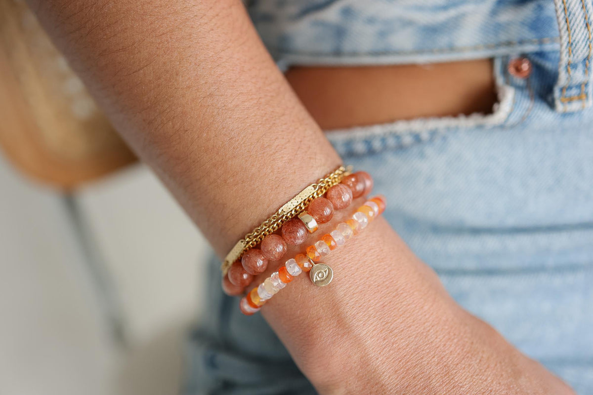 Fire Opal Evil Eye Bracelet – Protection, Creativity & Radiant Energy