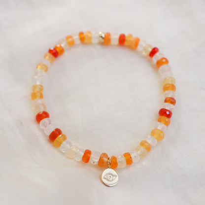 Fire Opal Evil Eye Bracelet – Protection, Creativity & Radiant Energy