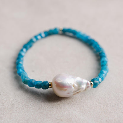 Blue Crush Apatite Pearl Bracelet EBAM7654