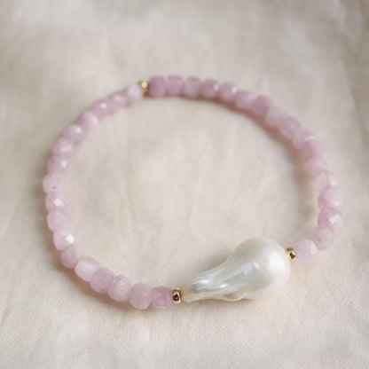 Pink Cloud Kunzite Pearl Bracelet EBKM7865