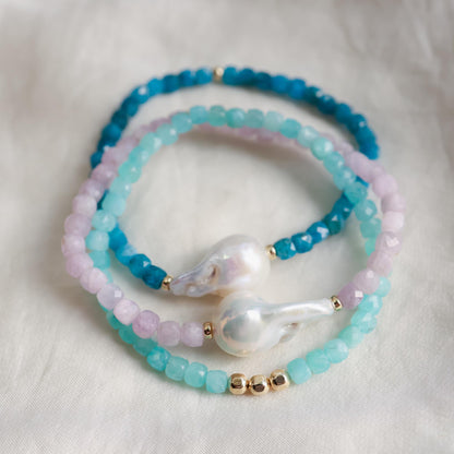 Pink Cloud Kunzite Pearl Bracelet EBKM7865