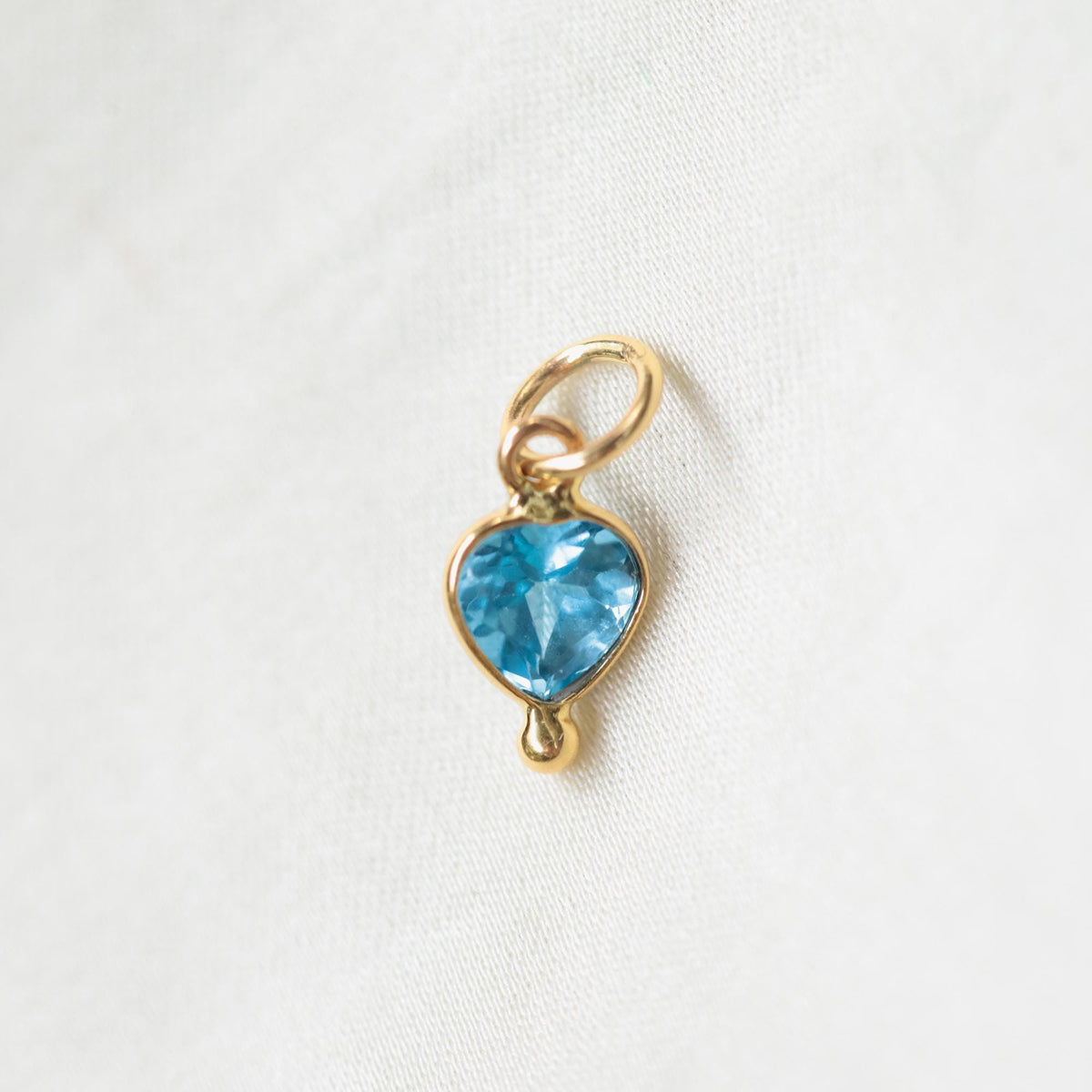 Tiny Gemstone Drop Charms – Solid 14K Gold
