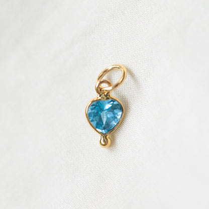 Tiny Gemstone Drop Charms – Solid 14K Gold