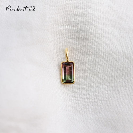 One of a Kind Bi-Color Tourmaline pendant from Earthly Abundance featuring vibrant green and pink hues on a silver chain