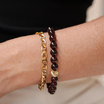 Garnet Bracelet 8mm - 14K