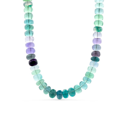 Earthly Abundance Fluorite Dreamscape Necklace featuring a vibrant, polished fluorite gemstone pendant on a delicate chain.