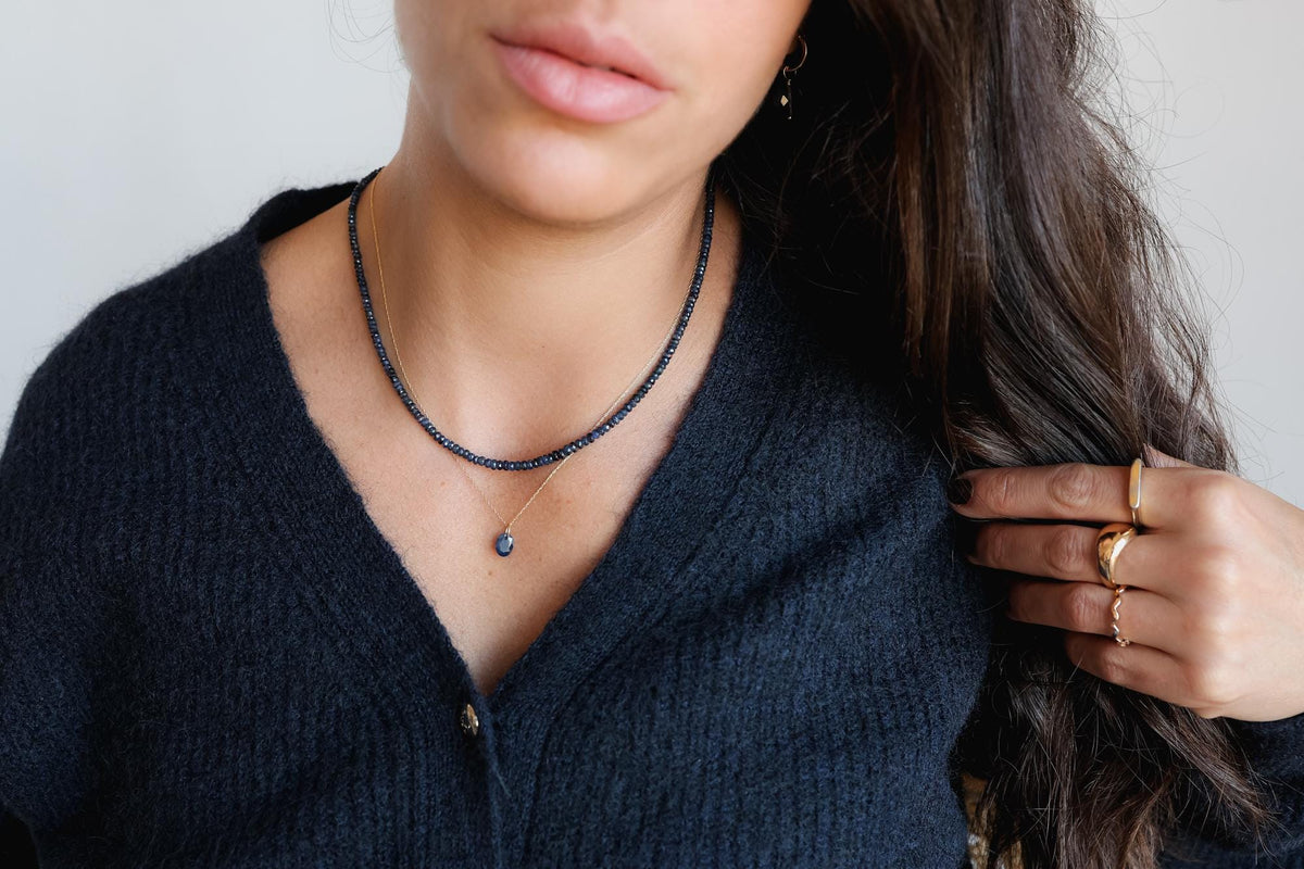 Blue Sapphire Beaded Necklace
