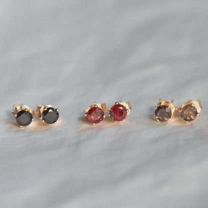 4mm Gemstone Stud Earrings 14K Gold Filled