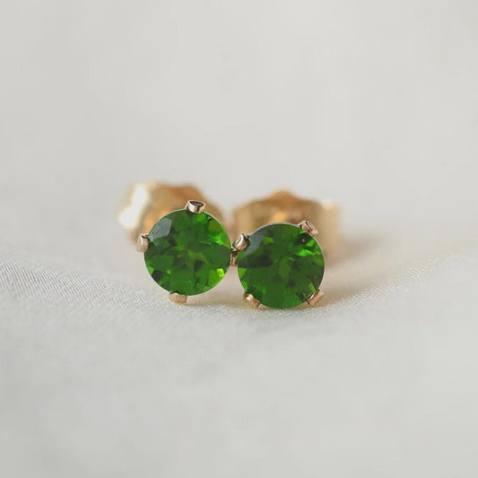 14K gold filled gemstone stud earrings featuring 4mm colorful gemstones, designed by Earthly Abundance.