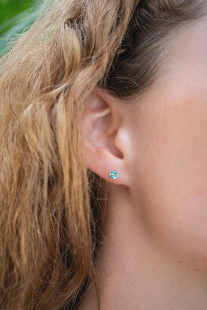 4mm Gemstone Stud Earrings 14K Gold Filled