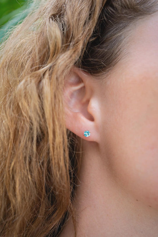 14K gold filled gemstone stud earrings, 4mm size, featuring vibrant colorful stones, by Earthly Abundance.
