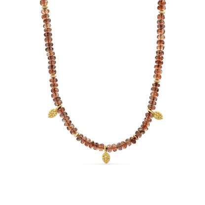 Andalusite necklace with 14K gold chain from Earthly Abundance, showcasing a faceted green-brown gemstone pendant.