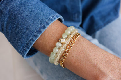 Prehnite Bracelet – Soft Green Glow & Solid Gold or Sterling Silver EBPM6755