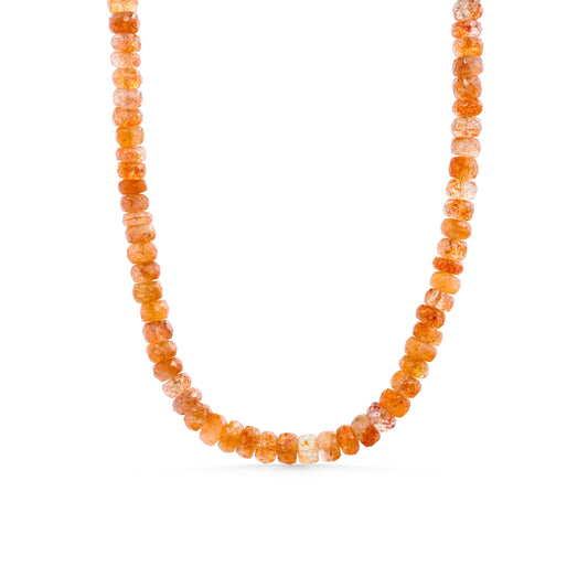 Golden Muse Sunstone necklace featuring a polished sunstone pendant on a delicate chain, showcasing warm golden hues.