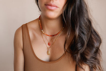 Burnt Sienna Mexican Fire Opal Necklace ENMP5433