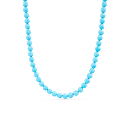 Sleeping Beauty turquoise necklace with 5.5mm beads on solid 14K gold chain by Earthly Abundance.