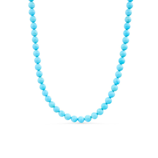 Sleeping Beauty turquoise necklace with 5.5mm beads on solid 14K gold chain by Earthly Abundance.