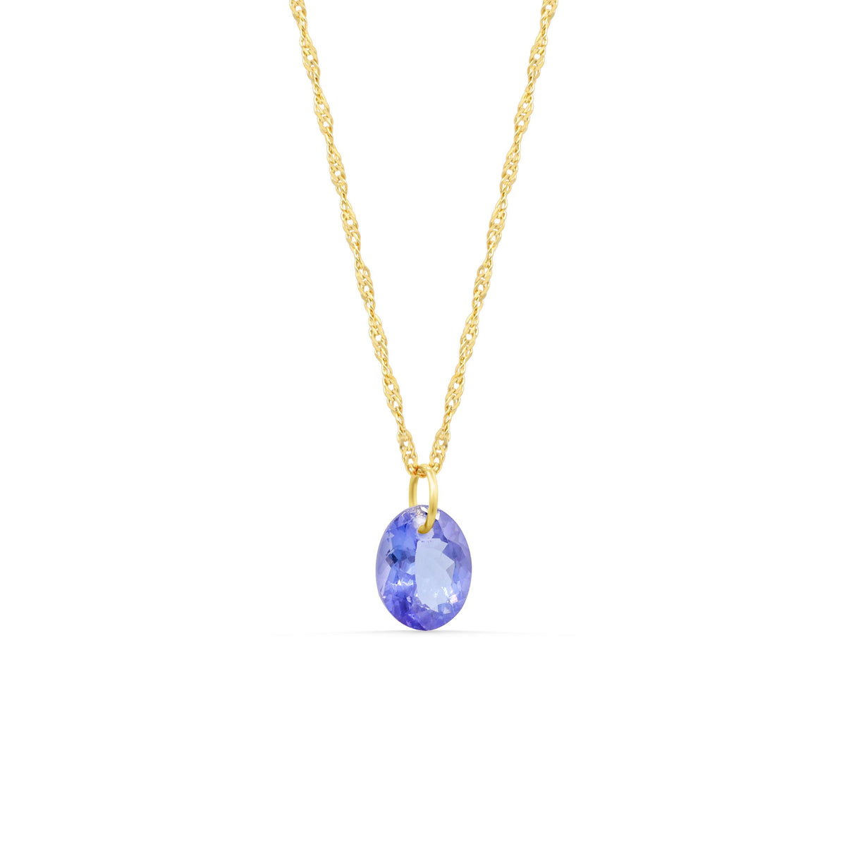Tanzanite Pendant With Singapore Chain Necklace 14K ENTP8777