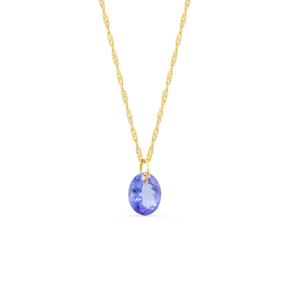 Tanzanite Pendant With Singapore Chain Necklace 14K ENTP8777