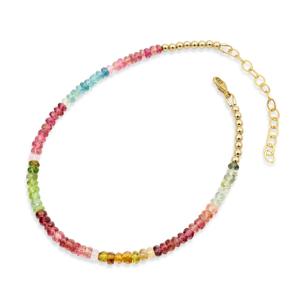 Earthly Abundance mixed tourmaline gemstone anklet with colorful stones for women