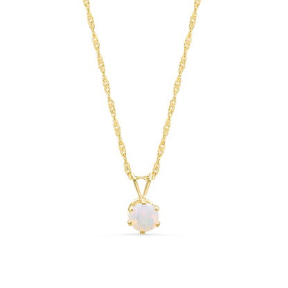 Ethiopian Opal 6mm & Solid Gold Singapore Chain Necklace