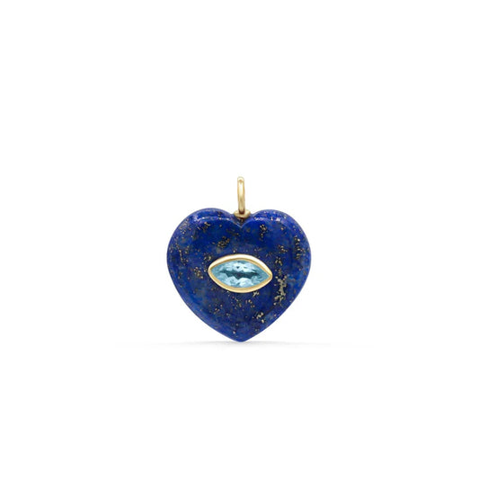 Midnight Heart Pendant - Lapis Lazuli with Blue Topaz - Earthly Abundance