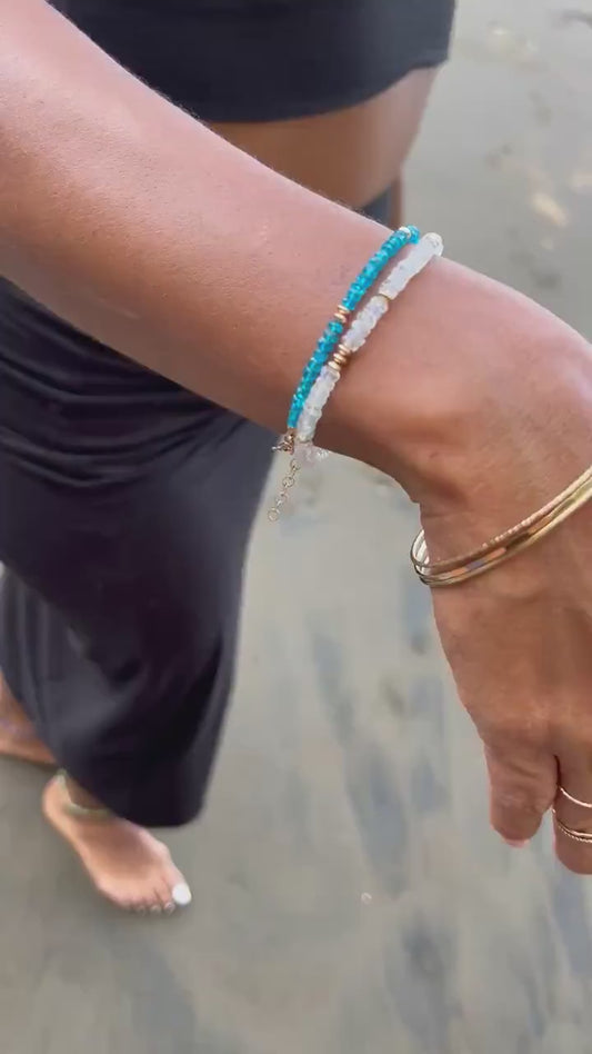 Zambia Apatite bracelet | blue apatite bracelet, [EBAP1115_DIP] apatite bracelet blue apatite beaded bracelet, gold apatite