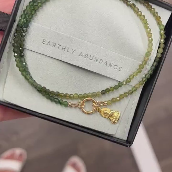 Green Tourmaline 3mm | Green tourmaline necklace | [ENGP1408] Green tourmaline | Faceted tourmaline 3mm stones | green tourmaline