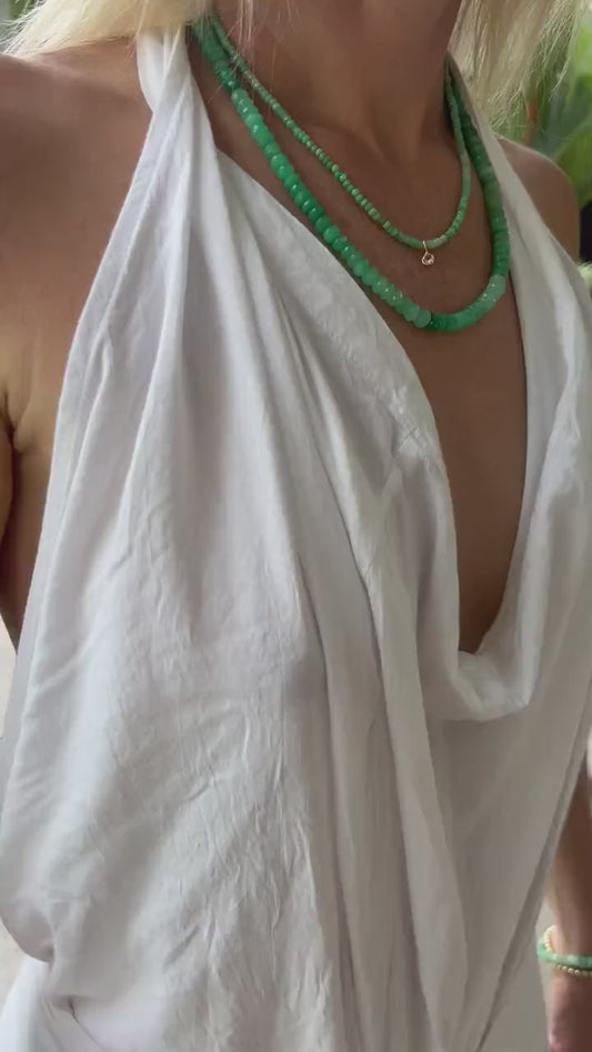 Unique OMBRE Chrysoprase beaded necklace | happy Chrysoprase jewelry [ENCP1060_DIP] | green gemstone beaded necklace green | AAA chrysoprase
