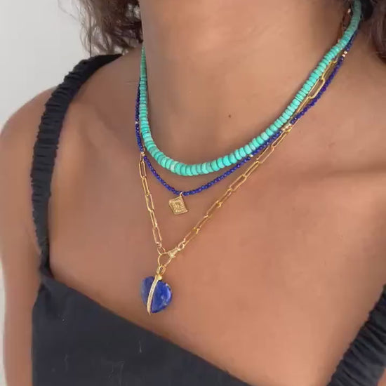 Lapis lazuli beaded necklace | 14K gold filled lapis choker | [ENLP1319] beaded lapis lazuli necklace | gold lapis | dainty lapis jewelry