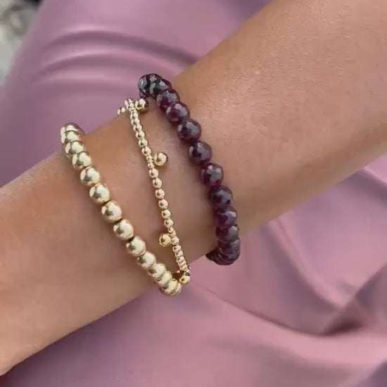 FACETED garnet 6mm or 8mm | [EBGM1038] Dark Red Garnet Bracelet - January Birthday Gift, faceted garnet bracelet *BF