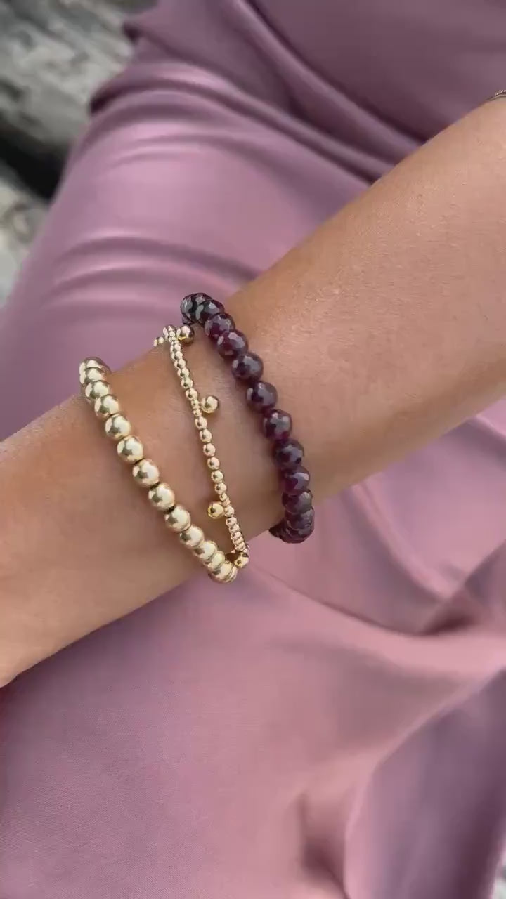 FACETED garnet 6mm or 8mm | [EBGM1038] Dark Red Garnet Bracelet - January Birthday Gift, faceted garnet bracelet *BF