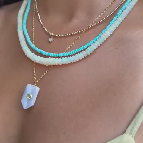 14K GOLD  Sleeping Beauty Turquoise Horizon Necklace , Sleeping Beauty Turquoise, Arizona Turquoise Jewelry, December