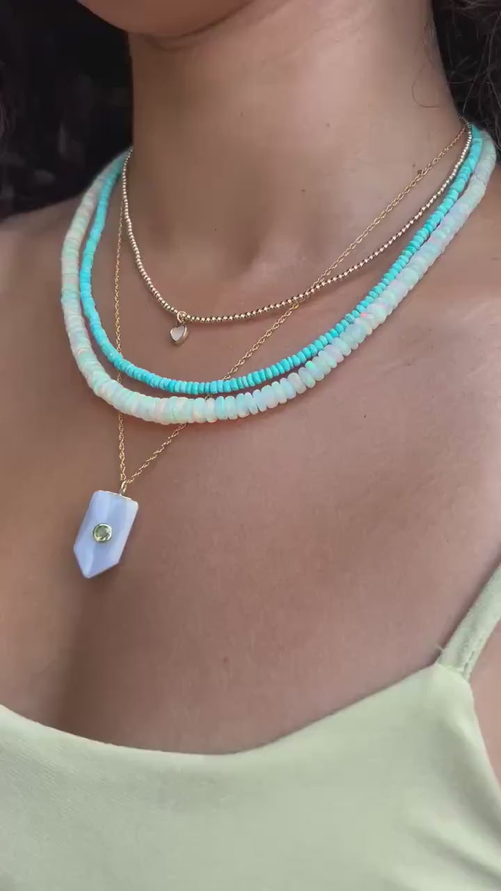 14K GOLD  Sleeping Beauty Turquoise Horizon Necklace , Sleeping Beauty Turquoise, Arizona Turquoise Jewelry, December