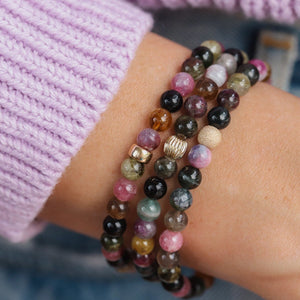 Mixed tourmaline bracelet 6mm