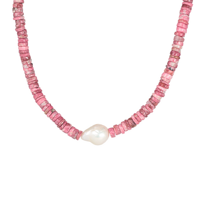Thulite pearl choker