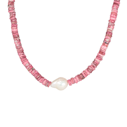 Thulite pearl choker