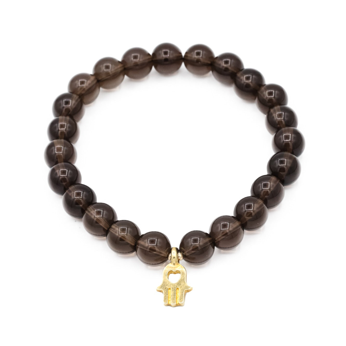 Smoky quartz 8mm Hamsa