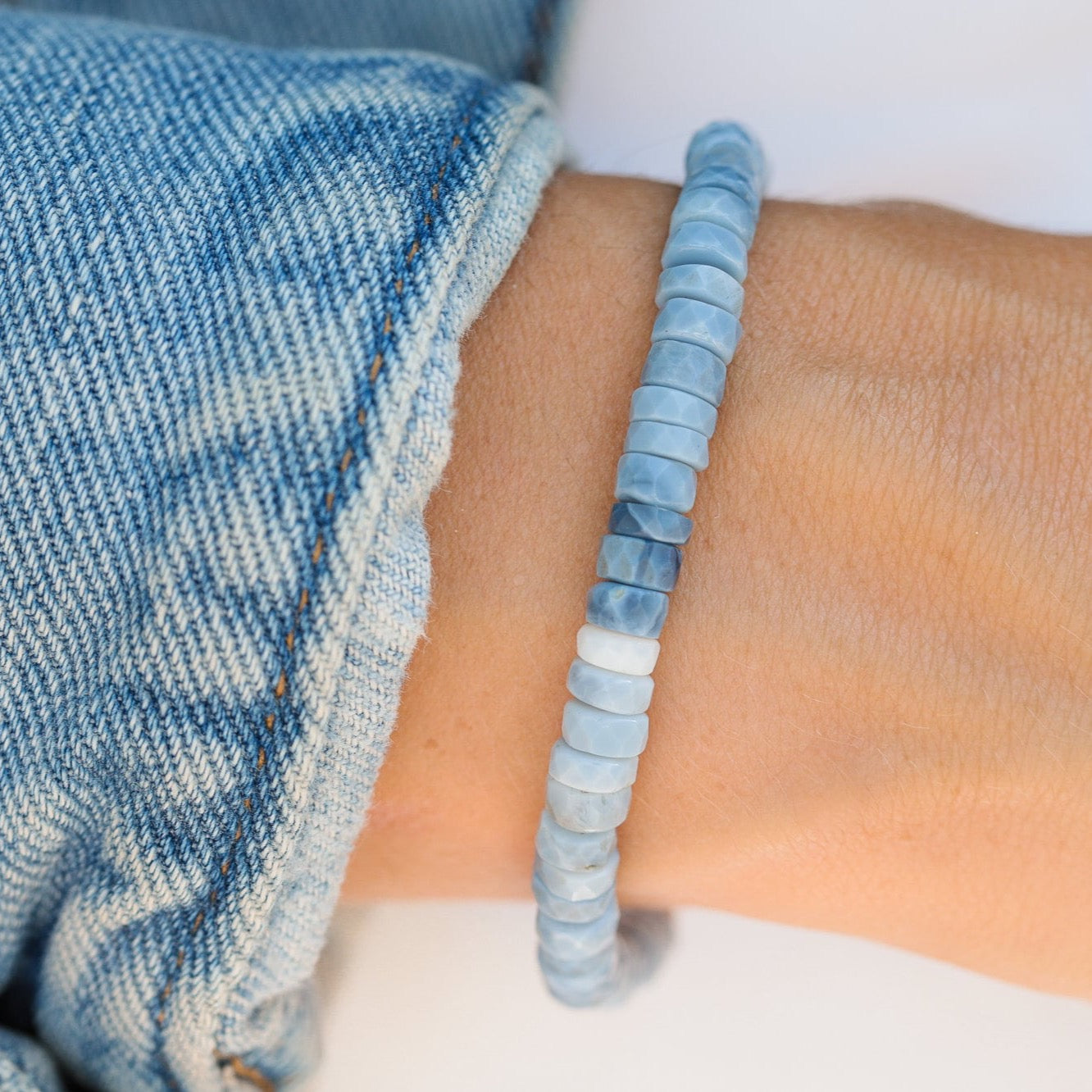 Blue Opal heishi Bracelet