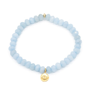 Faceted aquamarine evil eye