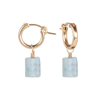 Aquamarine gold hoops