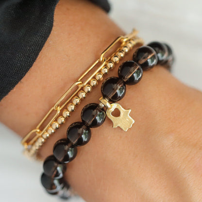 Smoky quartz 8mm Hamsa