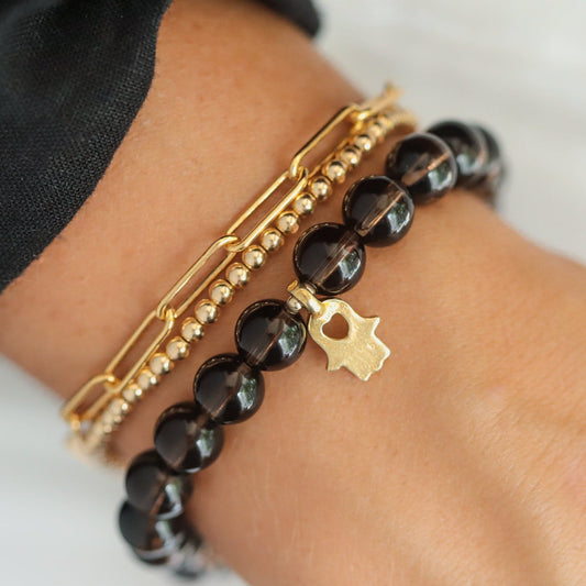 Smoky quartz 8mm Hamsa