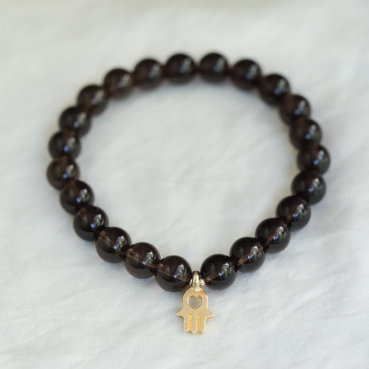 Smoky quartz 8mm Hamsa