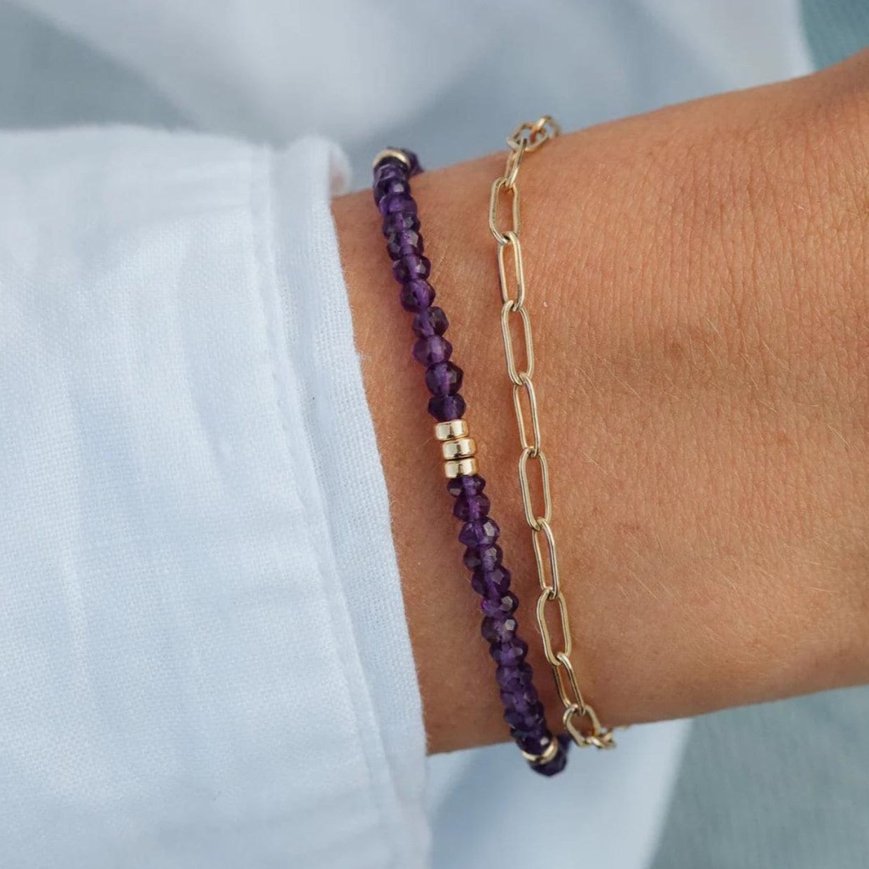 Amethyst Bracelet gold accents